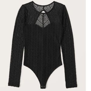 Long-Sleeve Geometric Lace Bodysuit